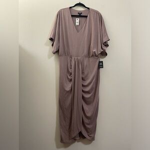 NWT Express Elegantly‎ Draped Midi Dress in Mauve Brown - XL